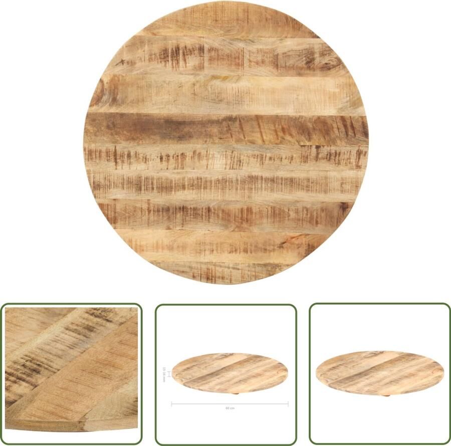 VidaXL Rond Tafelblad 60 cm Massief Mangohout Tafelblad Mangohout Industrieel Rond Vintage Rustic Eethoek