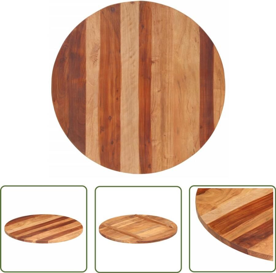 VidaXL Rond Tafelblad 80 cm Massief Acaciahout Houten Tafelblad Acacia Hout Rond Tafelblad Vintage Tafelblad Landelijke Tafel Salontafel Eettafel