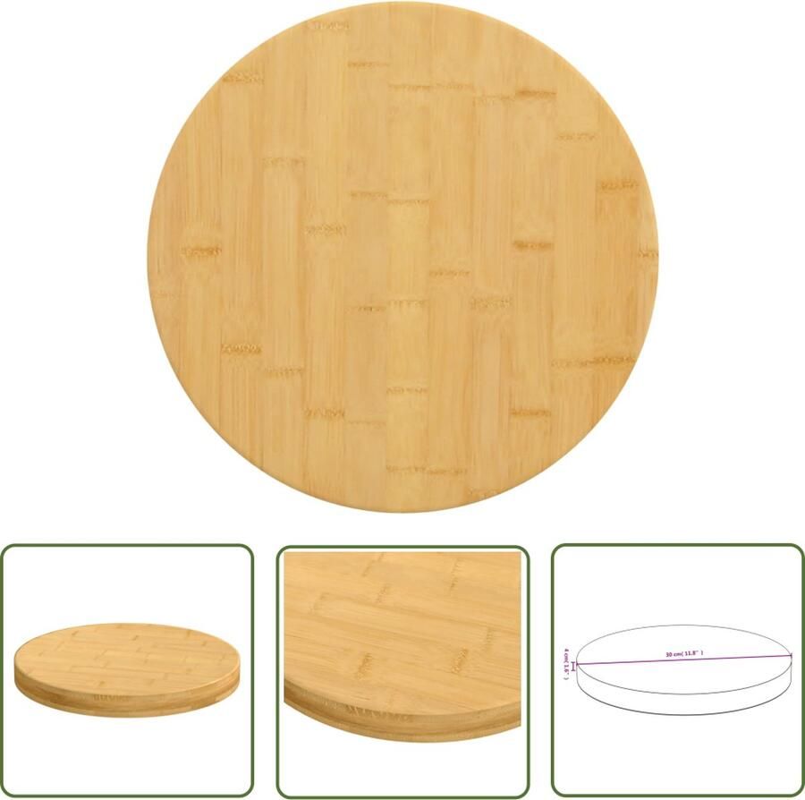 The Living Store Bamboe Tafelblad 30 x 4 cm Duurzaam materiaal Bamboe Tafelblad Rond Tafelblad Salontafel Blad Bijzet Tafelblad Decoratief Tafelblad - Foto 2