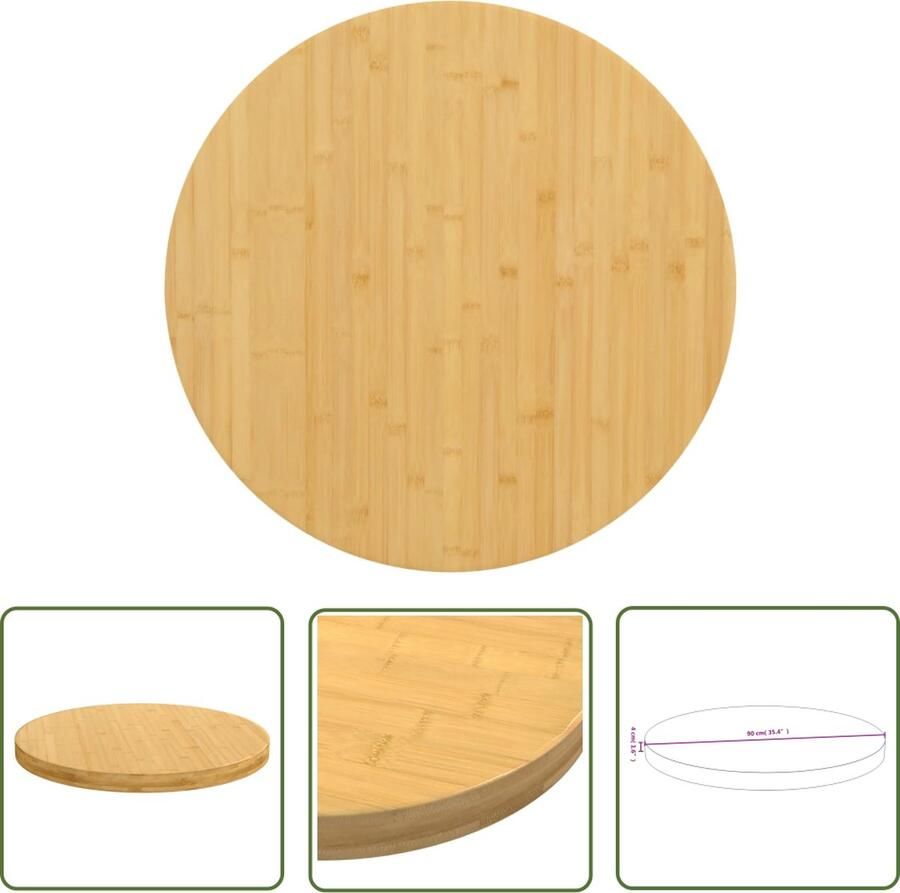 The Living Store Bamboe Tafelblad 60 x 4 cm Duurzaam Veelzijdig Uniek Exclusief Bamboetafelblad Ronde Tafel Tafelblad Bruin Decoratie Tafel Salontafel - Foto 2