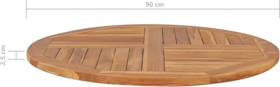 VidaXL Rond Tafelblad Massief Teakhout 90 cm Tafelblad Teak Hout Rond Tafelblad Tuinmeubles Buitenmeubilair - Foto 2