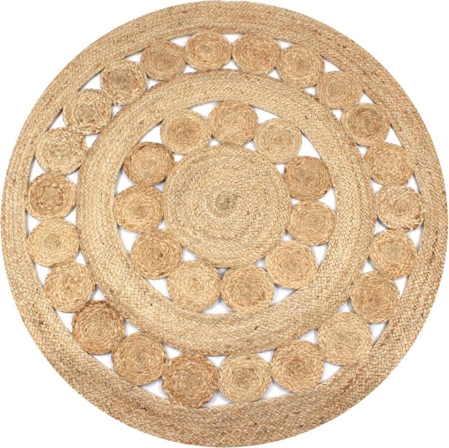 VidaXL Rond Tapijt 150 cm Gevlochten Jute Tapijt Jute Tapijt Ronde Tapijt Vintage Tapijt Handgemaakt Tapijt Natuurdecoratie Woondecoratie - Foto 2