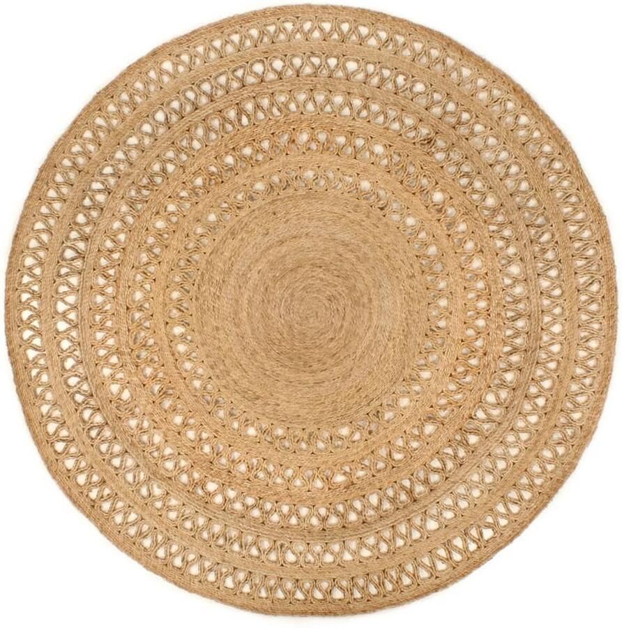 VidaXL Rond Tapijt Gevlochten Jute 180 cm Jute Tapijt Ronde Vorm Natuurlijkt Tapijt Vintage Tapijt Handmade Tapijt Living Room Tapijt Bedroom Tapijt Jute Accessoires - Foto 2