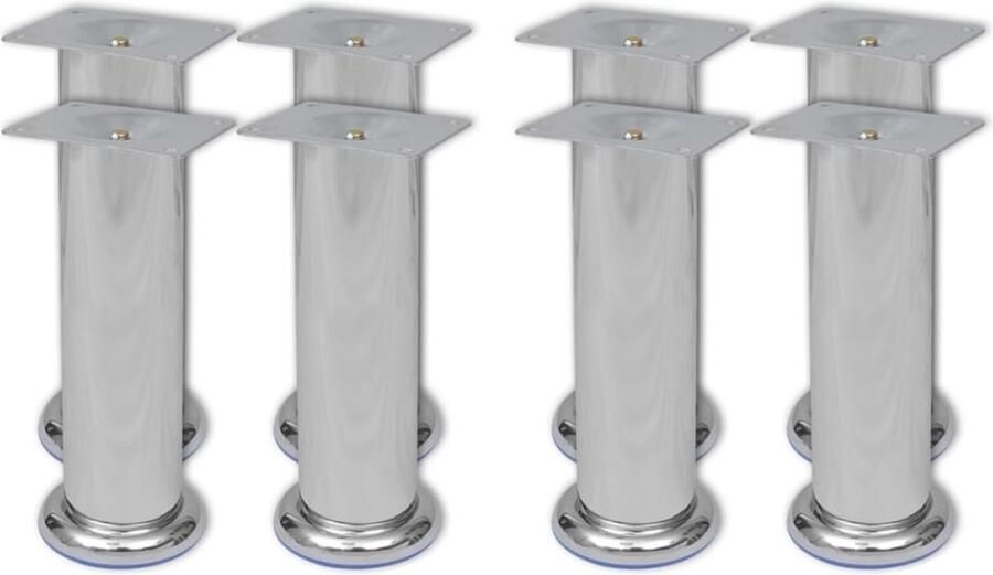 VidaXL Ronde Bankpoten 8 st 180mm Chroomkleurig Bankpoten Chromen Bankpoten Bankvoetjes Metalen Bankpoten Vintage Bankpoten - Foto 2