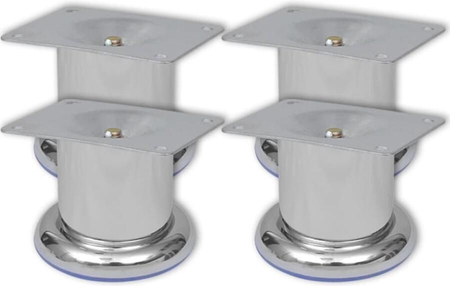 VidaXL Ronde Chromen Bankpoten 60mm Set van 4 Bankpoten Chromen Bankpoten Bankvoet Bankvoeten Salontafelpoten Stoffen Bank Design Bank Vintage Bank Modern Bank Metalen Bankpoten Sterke Bankpoten Stabiele Bankpoten - Foto 2