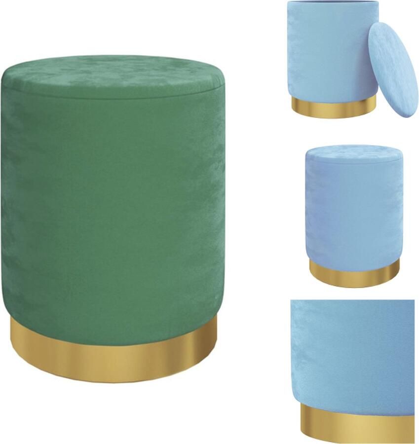 VidaXL Ronde Hocker Fluweel Lichtblauw 31 x 37 cm Opbergvak met deksel Krukje