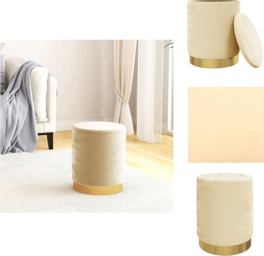 VidaXL Ronde Hocker Velvet 31 x 37 cm Opbergruimte Abrikoos Krukje