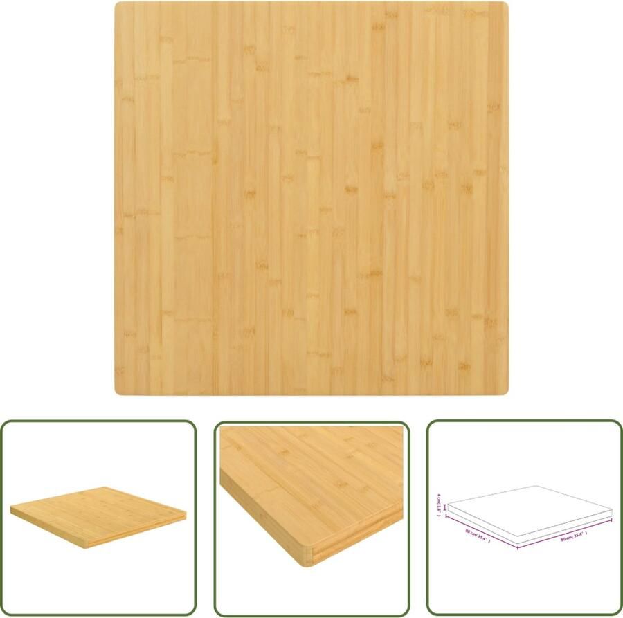The Living Store Bamboe Tafelblad 90 x 90 x 4 cm Duurzaam materiaal Veelzijdig Afgeronde randen Gemakkelijk schoon te maken oppervlak Bamboetafelblad Ronde Tafel Houten Tafelblad Vervangen Salontafel - Foto 2