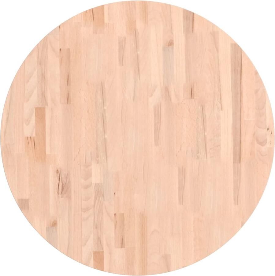 The Living Store Houten Tafelblad Rond 80 x 1.5 cm Massief Beukenhout Houten Tafelblad Ronde Tafel Salontafelblad Beukenhout Massief Hout