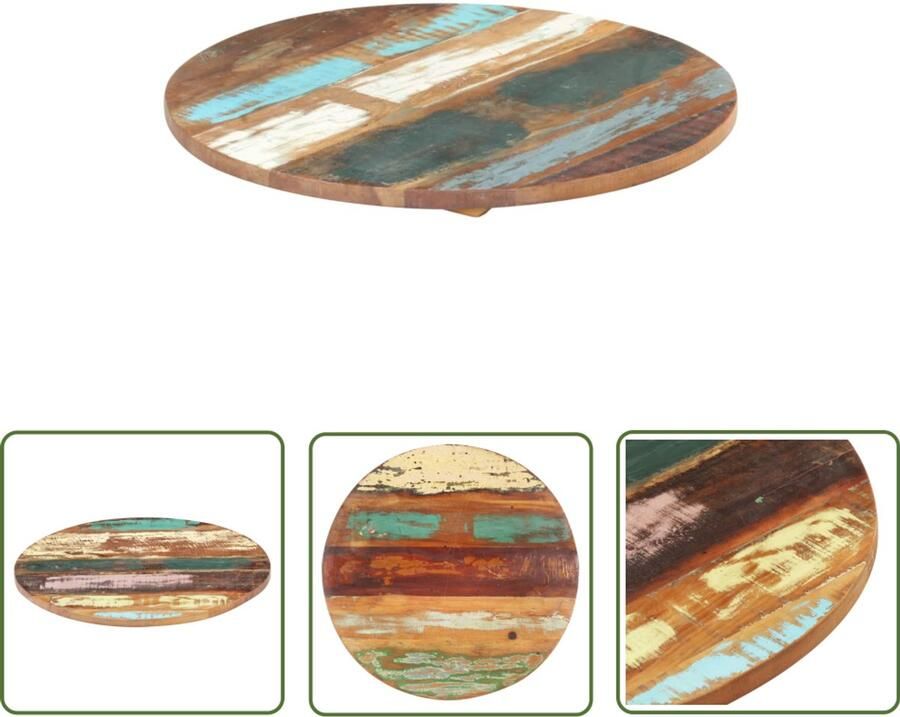 VidaXL Ronde Tafelblad 40cm Gerecycled Hout Houten Tafelblad Vintage Tafelblad Industrieel Tafelblad Recyclen Hout Tafellamp Salontafel Bijzettafel
