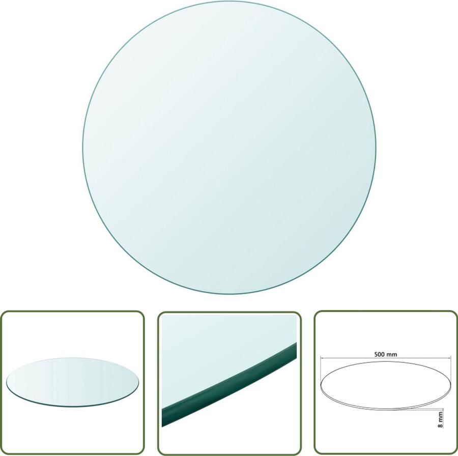 VidaXL Ronde Tafelblad 500mm Gehard Glas Tafelblad Glazen Tafelblad Eetkamertafel Salontafel Buitentafel Gehard Glas Transparent Tafeldecoratie Keukenaccessoires Diningtabletop Coffeetable Top