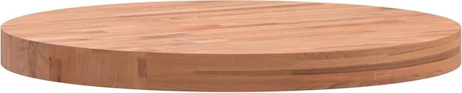 The Living Store Houten Tafelblad Rond 50 x 4 cm Massief beukenhout Houten Tafelblad Ronde Tafelblad Beukenhout Tafelblad Bartafelblad Bijzettafelblad - Foto 2