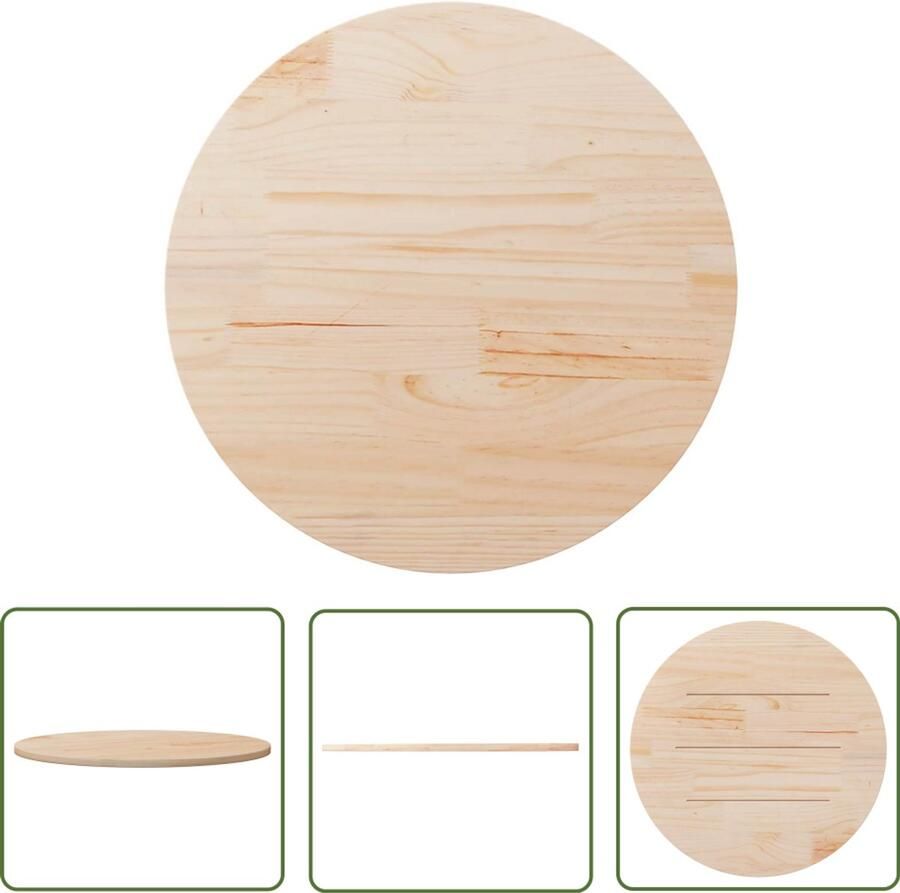 The Living Store massief grenen tafelblad 80 x 2.5 cm onbehandeld Massief Grenenhouten Tafelblad Ronde Tafelblad Eetkamertafel Salontafel Tuintafel - Foto 3