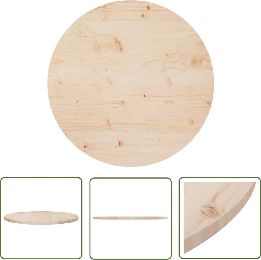 The Living Store Rond Tafelblad 70 x 2.5 cm Massief Grenenhout Massief Houten Tafelblad Ronde Tafelblad Grenenhout Tafelblad Bruin Tafelblad Eetkamertafel - Foto 2