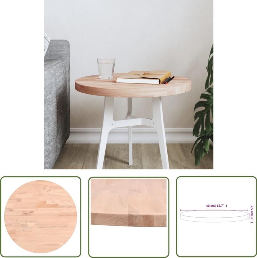 VidaXL Tafelblad Rond 40x2 5 cm Massief Beukenhout Houten Tafelblad Beukenhout Tafelblad Rond Tafelblad Salontafelblad Barkrukbladen Tafellaag Tweedehands Meubels Vintage Tafelblad Design Tafelblad