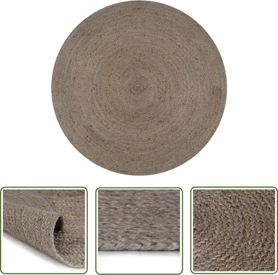 The Living Store Tapijt Grijs Gevlochten Jute 150 cm Diameter Handgemaakt Jute Vloerkleed Ronde Vloerkleed Grijze Vloerkleed Handgemaakte Vloerkleed Natuurlijke Vloerkleed