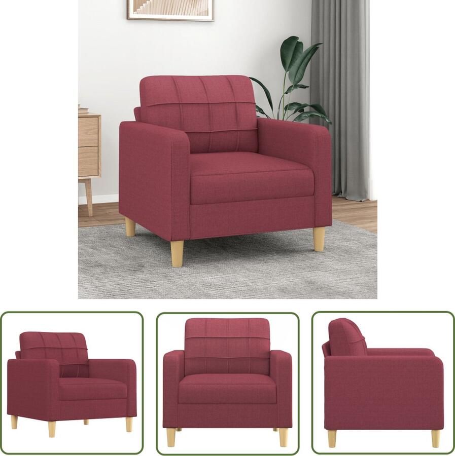 The Living Store Fauteuil 60 cm stof wijnrood Vintage Fauteuil Rood Fauteuil Stoffen Fauteuil Lounge Fauteuil Leesfauteuil