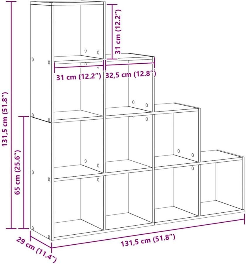 VidaXL Roomdivider Boekenkast Zwart eiken 131 5 x 29 x 131 5 cm - Foto 2