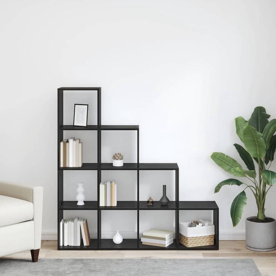 VidaXL Roomdivider Boekenkast Zwart eiken 131 5 x 29 x 131 5 cm