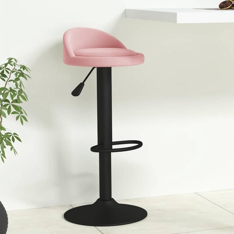 VidaXL Roze Fluwelen Barkruk In Hoogte Verstelbaar Barstoelen Design Stoel Rozenkleurige Barkruk Velvet Barkruk Hoge Barkruk
