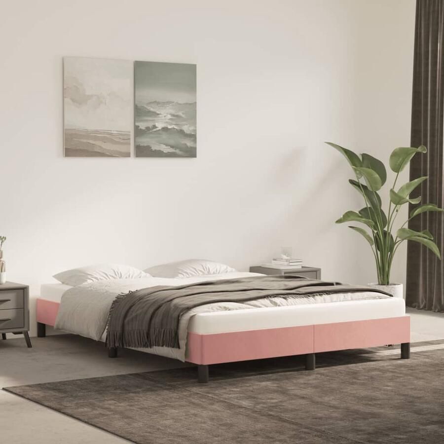 VidaXL Roze Fluwelen Bedframe 140x190 cm Fluweel Bed Frame Rozerood Bed Frame Slaapkamer Meubilair Luxe Bed Frame King Size Bed Frame Dubbel Bed Frame - Foto 2