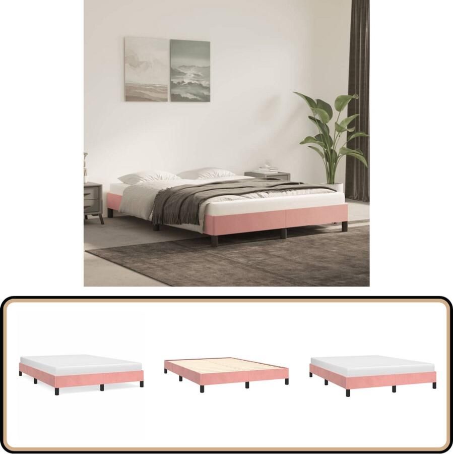 VidaXL Roze Fluwelen Bedframe 140x190 cm Fluweel Bed Frame Rozerood Bed Frame Slaapkamer Meubilair Luxe Bed Frame King Size Bed Frame Dubbel Bed Frame
