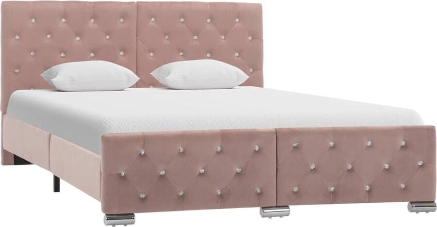 VidaXL Roze Fluwelen Bedframe 140x200 cm Klassieke Bed Frame Tweepersoons Bed Rozerood Bed Velvet Bed Houten Bed Frame Staal Bed Frame Bed Frame 140x200 - Foto 2