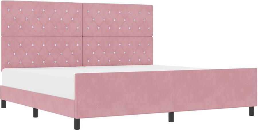 VidaXL Roze Fluwelen Bedframe 200x200 cm - Foto 2
