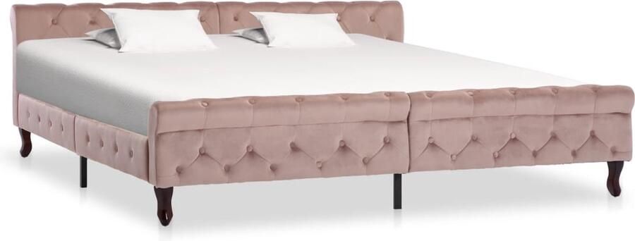 VidaXL Roze Fluwelen Bedframe 200x200 cm Klassieke Bed Frame Rozengekleurd Bed Tweepersoons Bed Velvet Bed Staal Bed Frame Houten Bed Frame Bed Frame Montage - Foto 2