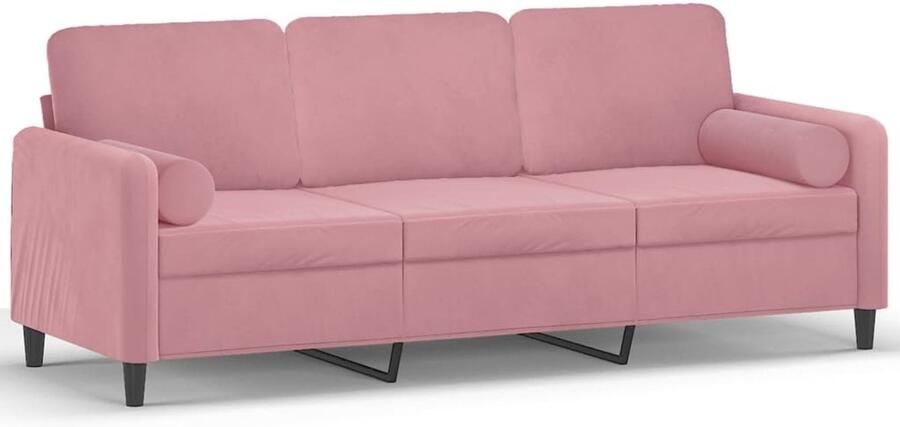 VidaXL Roze Fluwelen Driezitsbank met Sierkussens 3 Zits Bank Rozerode Bank Fluweelb Bank Lounge Bank Banks Kopen