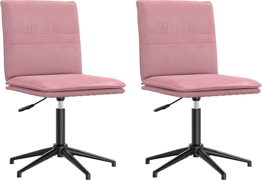 VidaXL Roze Fluwelen Eetkamerstoelen Set van 2 Eettafelstoel Eetkamerstoel Velours Stoel Roze Stoel Moderne Stoel