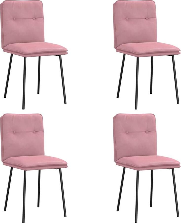 VidaXL Roze Fluwelen Eetkamerstoelen Set van 4 Eetzit Eetkamerstoel Velours Stoel Roze Stoel Moderne Stoel - Foto 2