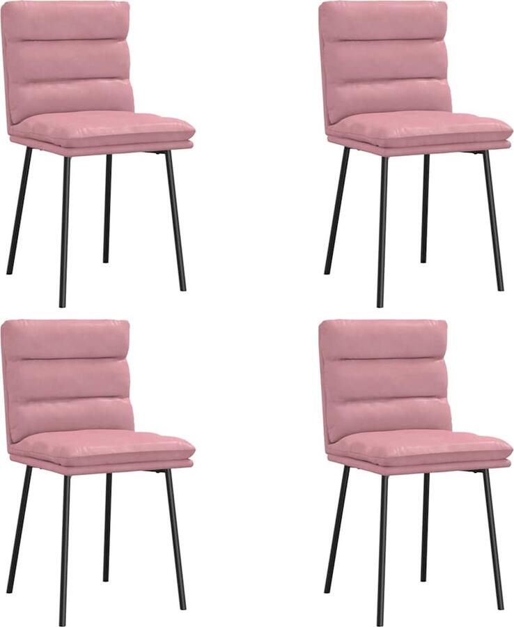 VidaXL Roze Fluwelen Eetkamerstoelen Set van 4 Eettafelstoel Eetkamerstoel Velours Stoel Roze Stoel Moderne Stoel - Foto 2
