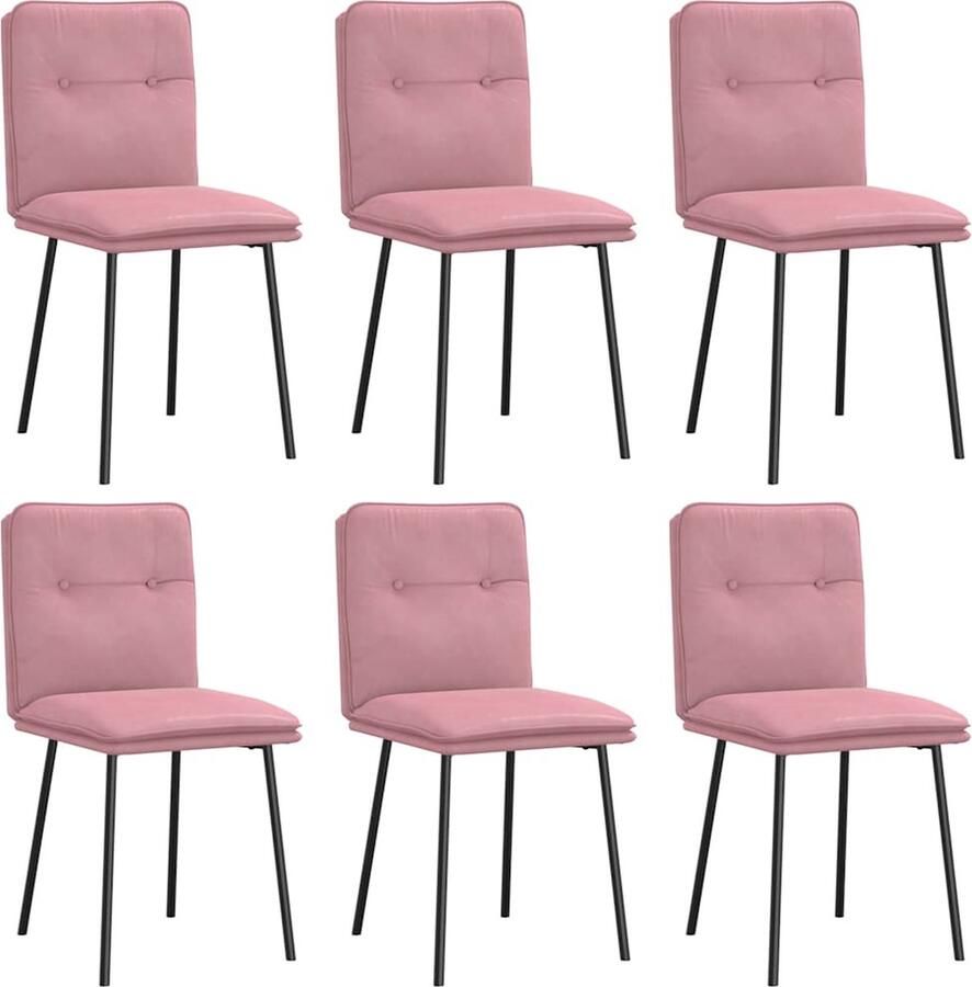 VidaXL Roze Fluwelen Eetkamerstoelen Set van 6 Eetzitplaatsen Eetkamerstoelen Velours Stoel Roze Meubels Comfortabele Stoel - Foto 2