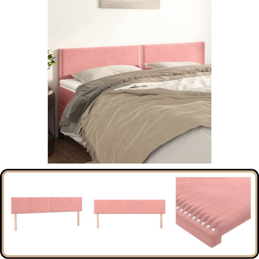 VidaXL Hoofdborden 2 st 90x5x78 88 cm fluweel roze - Foto 2