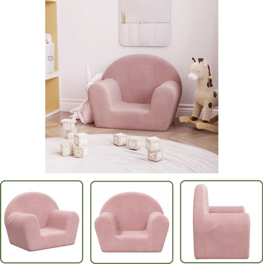 VidaXL Kinderbank zacht pluche roze Kinderbank Roze Kinderbank Pluch Kinderbank Kindermeubilair Kids Furniture