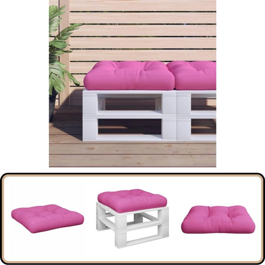 VidaXL Roze Palletkussen 50x50x12 cm Waterafstotend Palletkussentje Buitenkussen Tuinkussen Lounge Kussen Zithoek Patio Set Relaxen