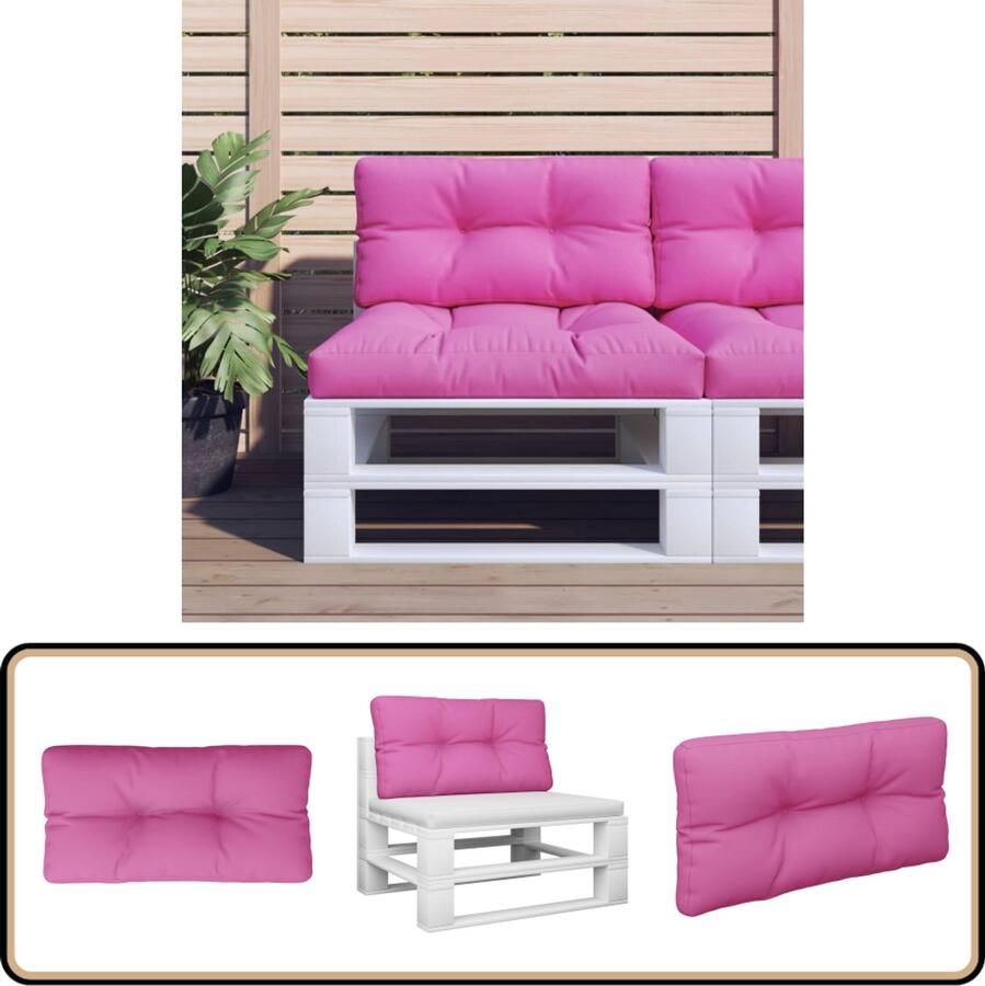 VidaXL Roze Palletkussen 80x40x12 cm Waterafstotend Palletkussentjes Buitenaankleding Tuinkussens Lounge Set Accessoires Rozekleur Waterafstotend