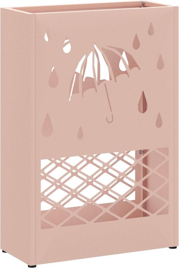 VidaXL Parapluhouder Roze Metaal Middel Decoratieve inzetstukken