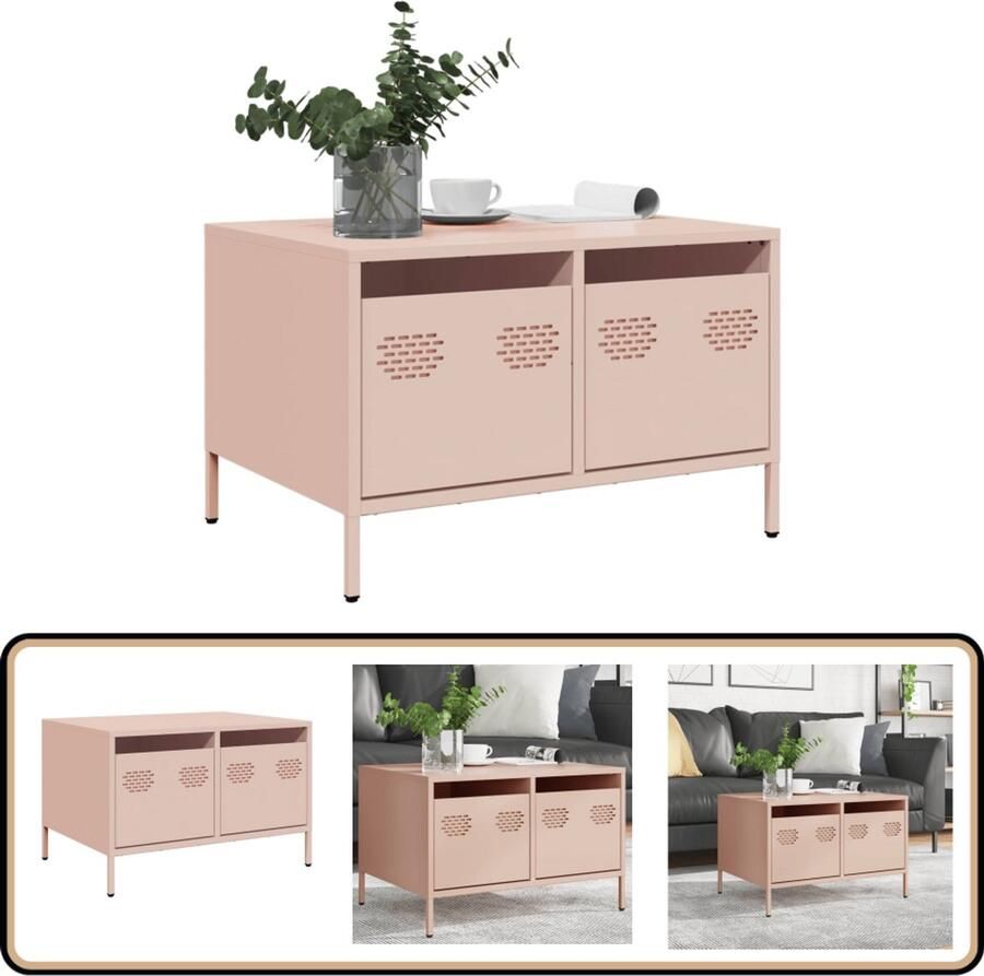 VidaXL Roze Stalen Tv-meubel met Lades Tv-meubel Roestvrijstalen Tv-meubel Roze Tv-stand Compact Tv-meubel Salontafel