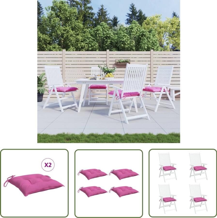 VidaXL Roze Stoelkussens 4 st 40x40x7 cm Stoelkussens Zitzakken Outdoor Accessoires Tuinkussens Patio Furniture Veranda Kussens Rozekleur