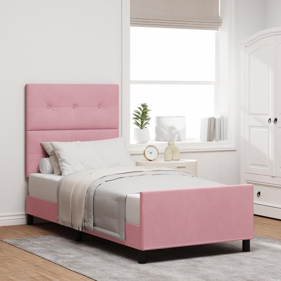 VidaXL Bedframe Roze Velvet 80 x 200 cm Eenvoudig Bedframe Modern