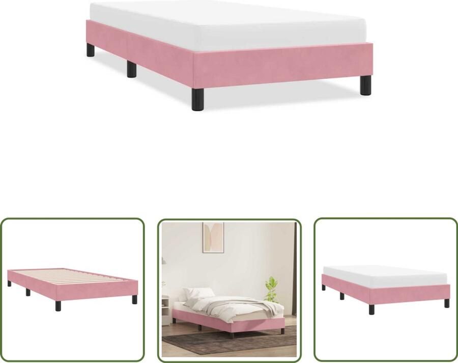 VidaXL Rozenkleurig Bed Frame Bedframe zonder matras 90x220 cm fluweel roze Fluweel Tweepersoonsbed Boxspring