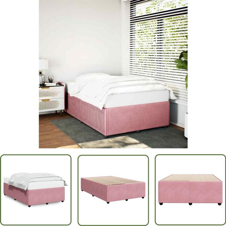 VidaXL Bedframe fluweel roze 120x200 cm Bedframe Rozenkleurig Fluweel Tweepersoonsbed Slaapcomfort