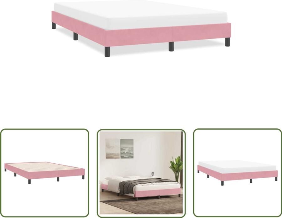 VidaXL Rozenkleurig Bedframe zonder matras 140x220 cm fluweel roze Fluweel Tweepersoonsbed Slaapcomfort