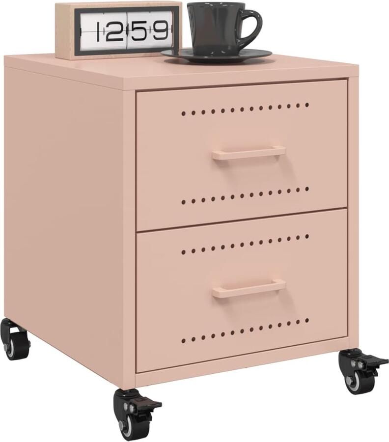 The Living Store Nachtkastjes 2 st 36x39x43 5 cm staal roze Nachtkastjes Rozenkleurige Nachtkastjes Metalen Nachtkastjes Koudgewalst Staal Nachtkastjes Met Lade