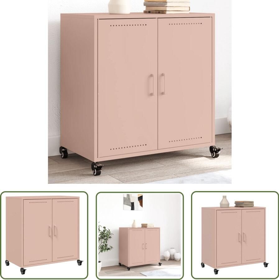 The Living Store Dressoir 68 5x39x72 cm staal roze Dressoir Meubels Roestvrijstaal Vintage Industrieel
