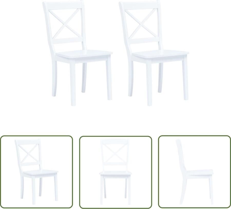 The Living Store Eetkamerstoelenset Rubberwood 45.5 x 52 x 90 cm Ergonomisch Set van 4 Wit Eetkamerstoelen Rubberwood Meubels Witte Eetkamerstoelen Comfortabele Stoelen Ergonomische Stoelen - Foto 3