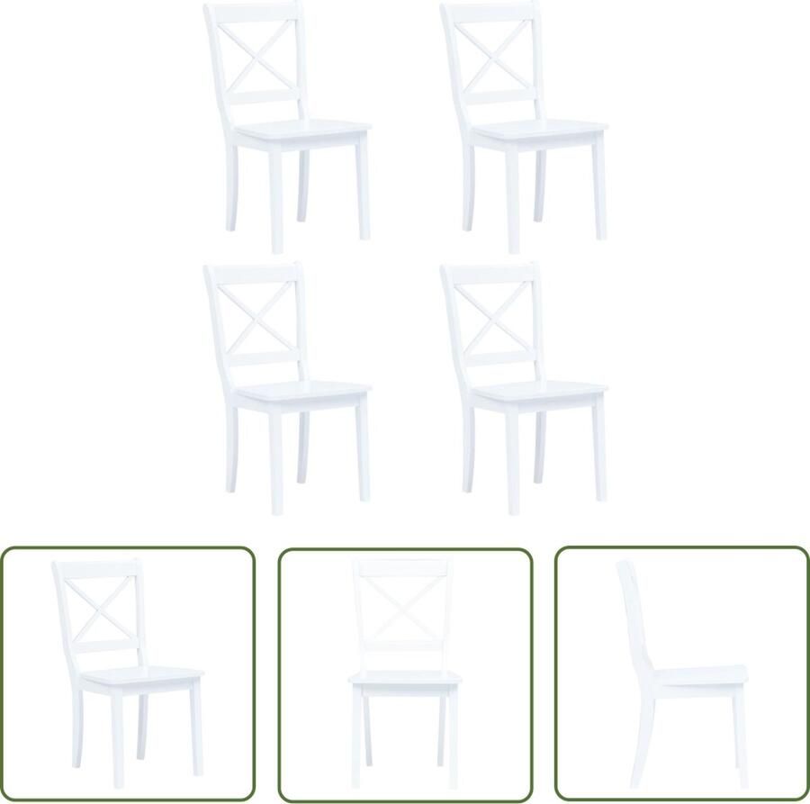 The Living Store Eetkamerstoelenset Rubberwood 45.5 x 52 x 90 cm Ergonomisch Set van 4 Wit Eetkamerstoelen Rubberwood Meubels Witte Eetkamerstoelen Comfortabele Stoelen Ergonomische Stoelen - Foto 2