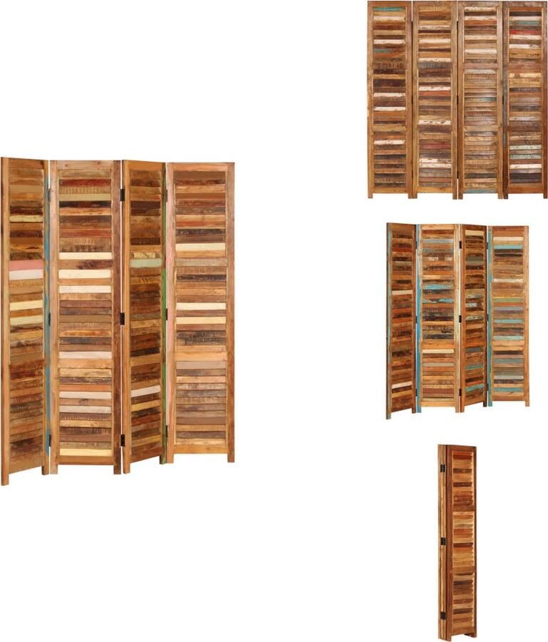 VidaXL Ruimteverdeler Ruimteverdelers Scheidingswand Scheidingswanden Kamerscherm 170 cm massief gerecycled hout - Foto 2